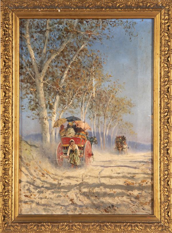 Francesco Mancini,Pittore del XIX secolo - Gita in carrozzella