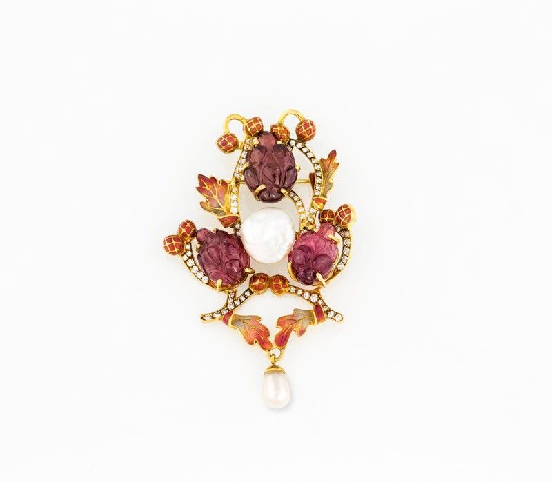 Grande Spilla in Oro con Rubellite