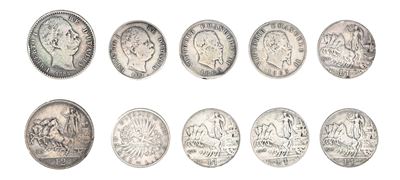 Lotto 10 Monete Regno D'italia: 1 Lira 1863 Torino; 1 Lira 1863 Milano Vittorio Emanuele II; 2 Li...