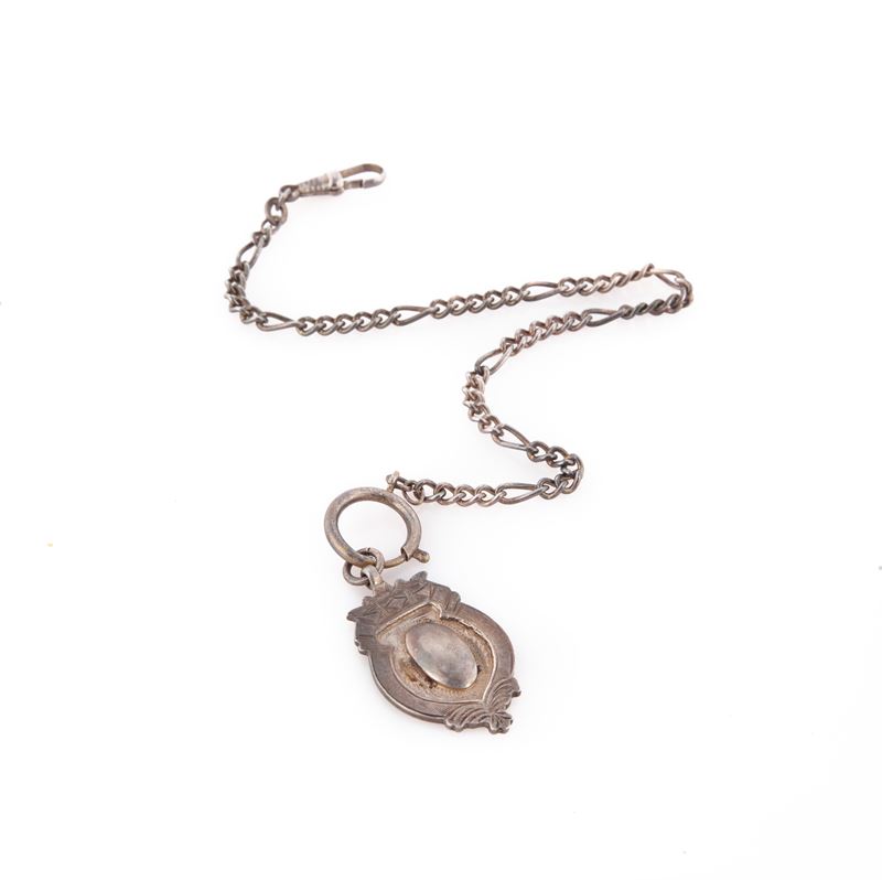 Catena da Orologio in Argento 925/000 con Pendente. Birmingham 1948