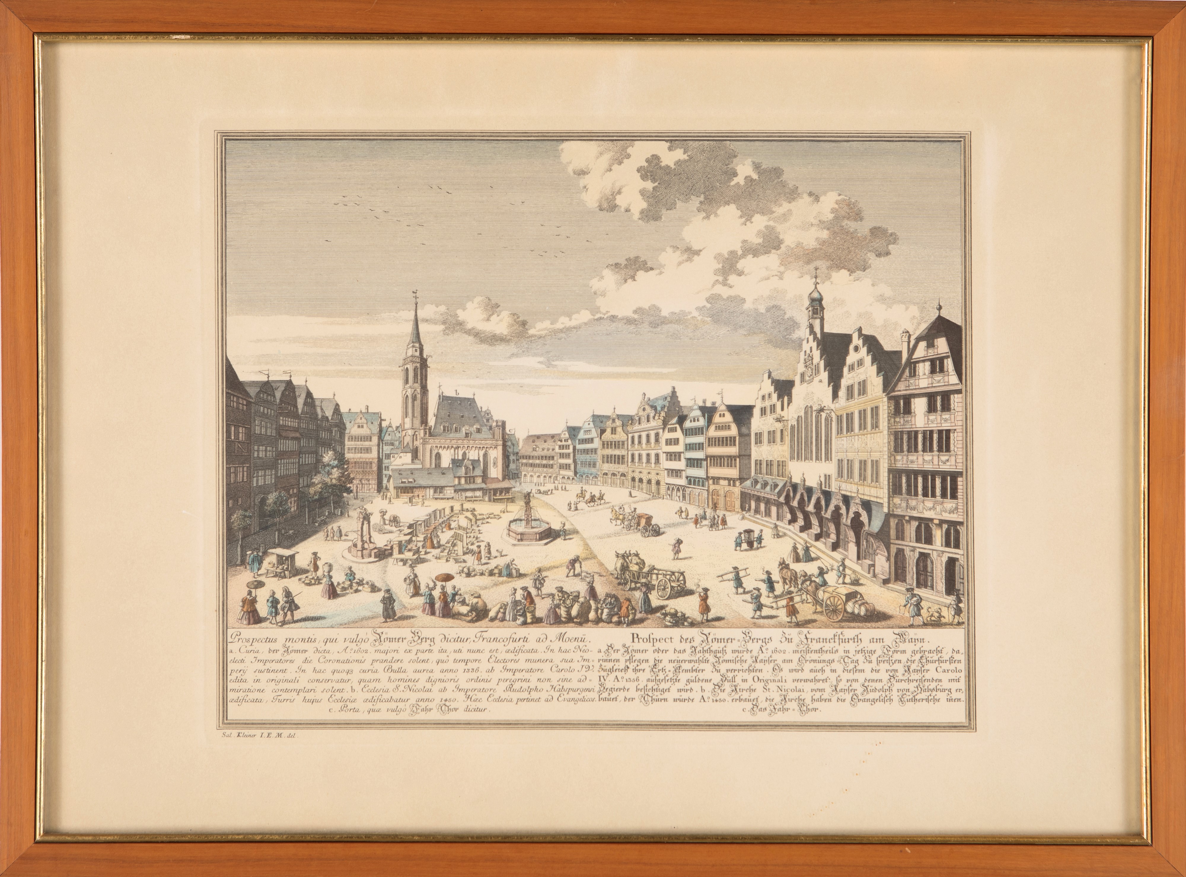 Riproduzioni tarde acquerellate delle - Veduta del Romer Berg di Francoforte sul Meno - Veduta fu...