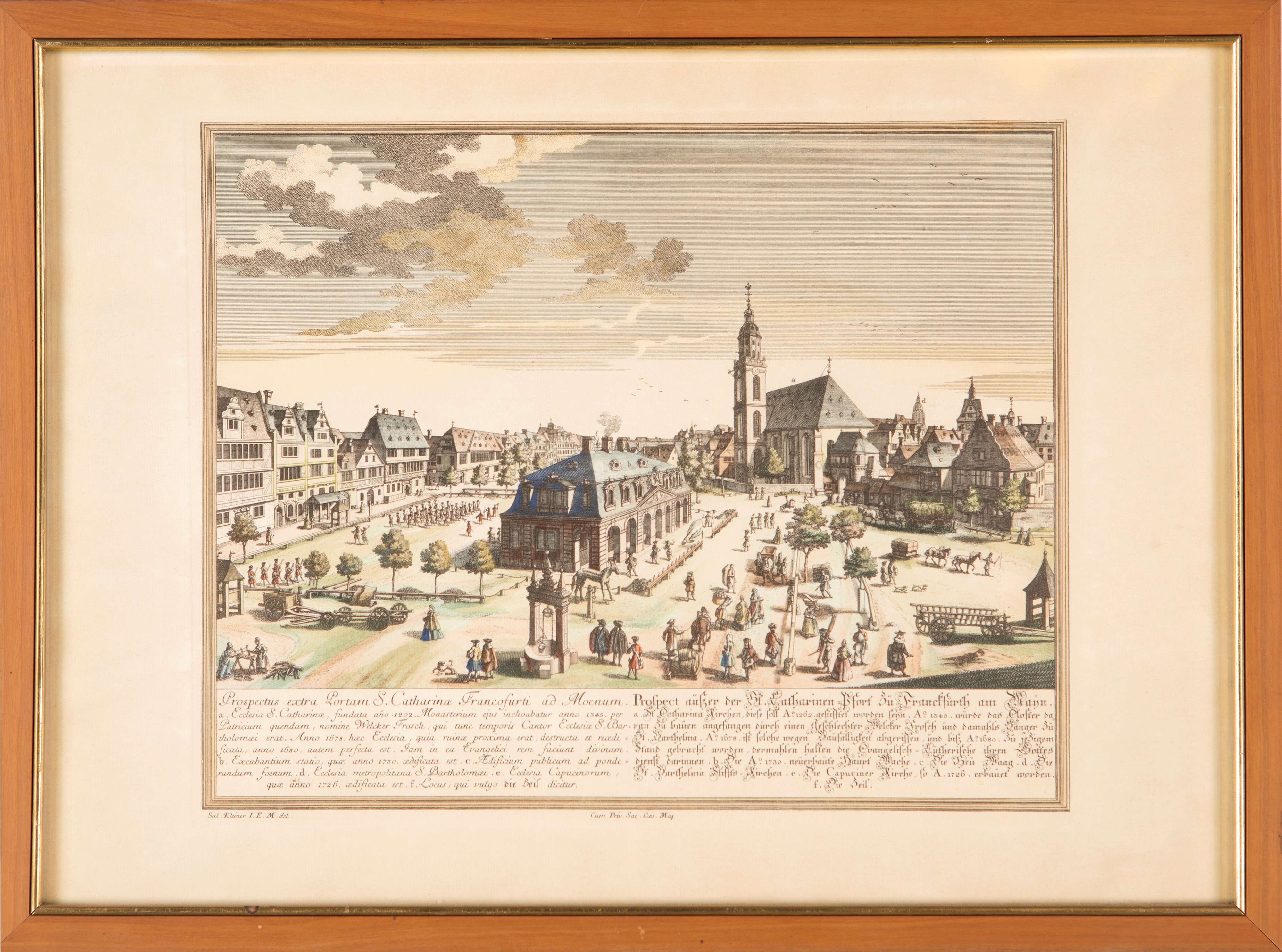 Riproduzioni tarde acquerellate delle - Veduta del Romer Berg di Francoforte sul Meno - Veduta fu...