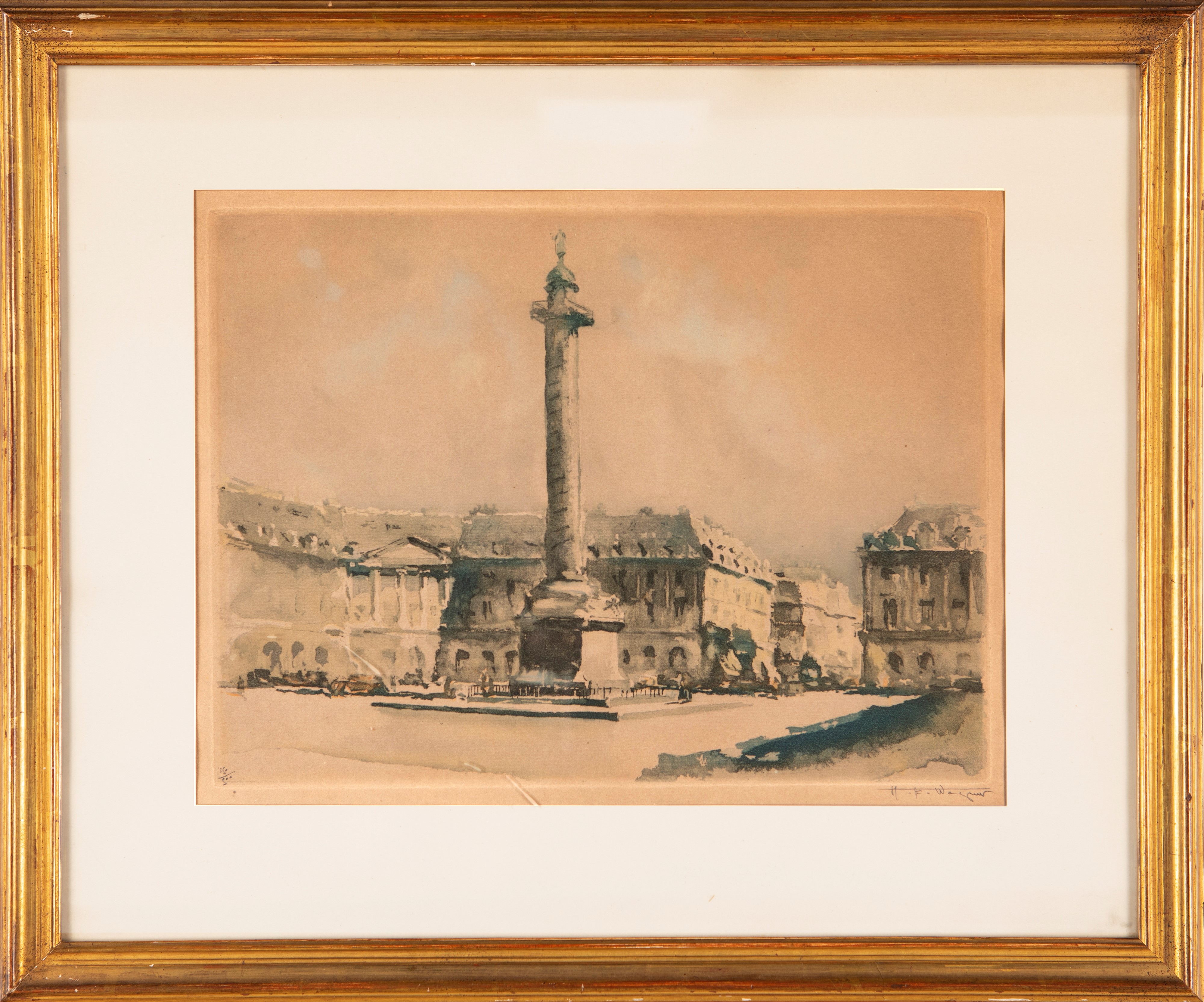 Pittore del XX Secolo - A) Place Vendôme B) Lungosenna con i Librai e Notre Dame