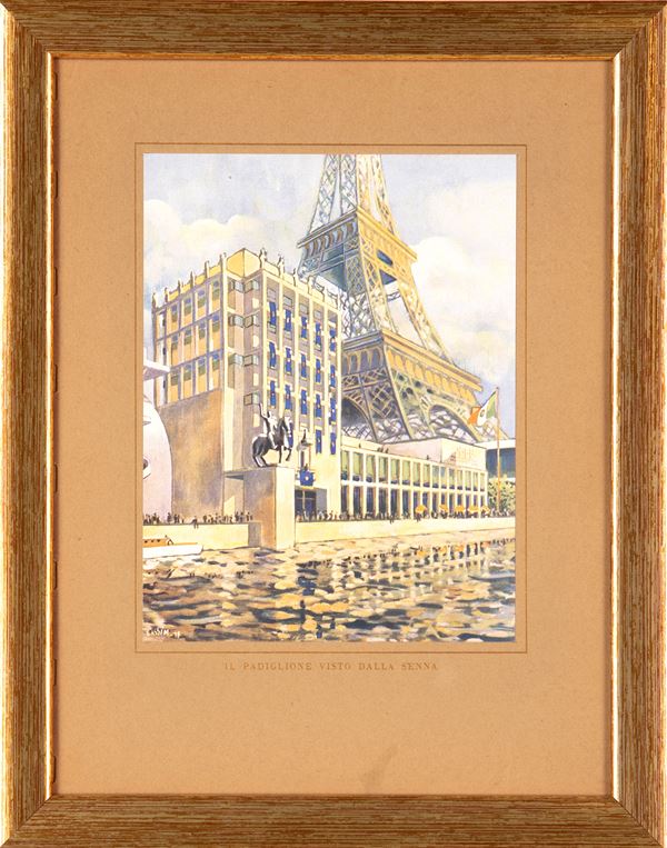 Il padiglione italiano dell'esposizione a Parigi del 1937 visto dalla Senna
