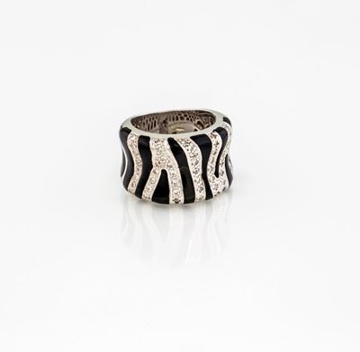Anello Americano con Smalti e Brillanti