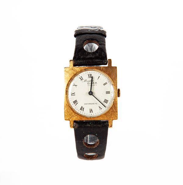 Dima - Orologio da polso da donna a carica meccanica in oro 750/00. Movimento antimagnetic 17 rubini. Scappamento ad ancora con bilanciere anulare, quadrante con numeri romani dipinti con lancette a bastone