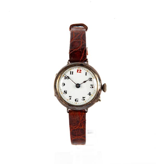 Anonimo - Orologio da polso da donna a carica meccanica in argento 925/000. Meccanica a cilindro, carica remontoir, quadrante in smalto.
