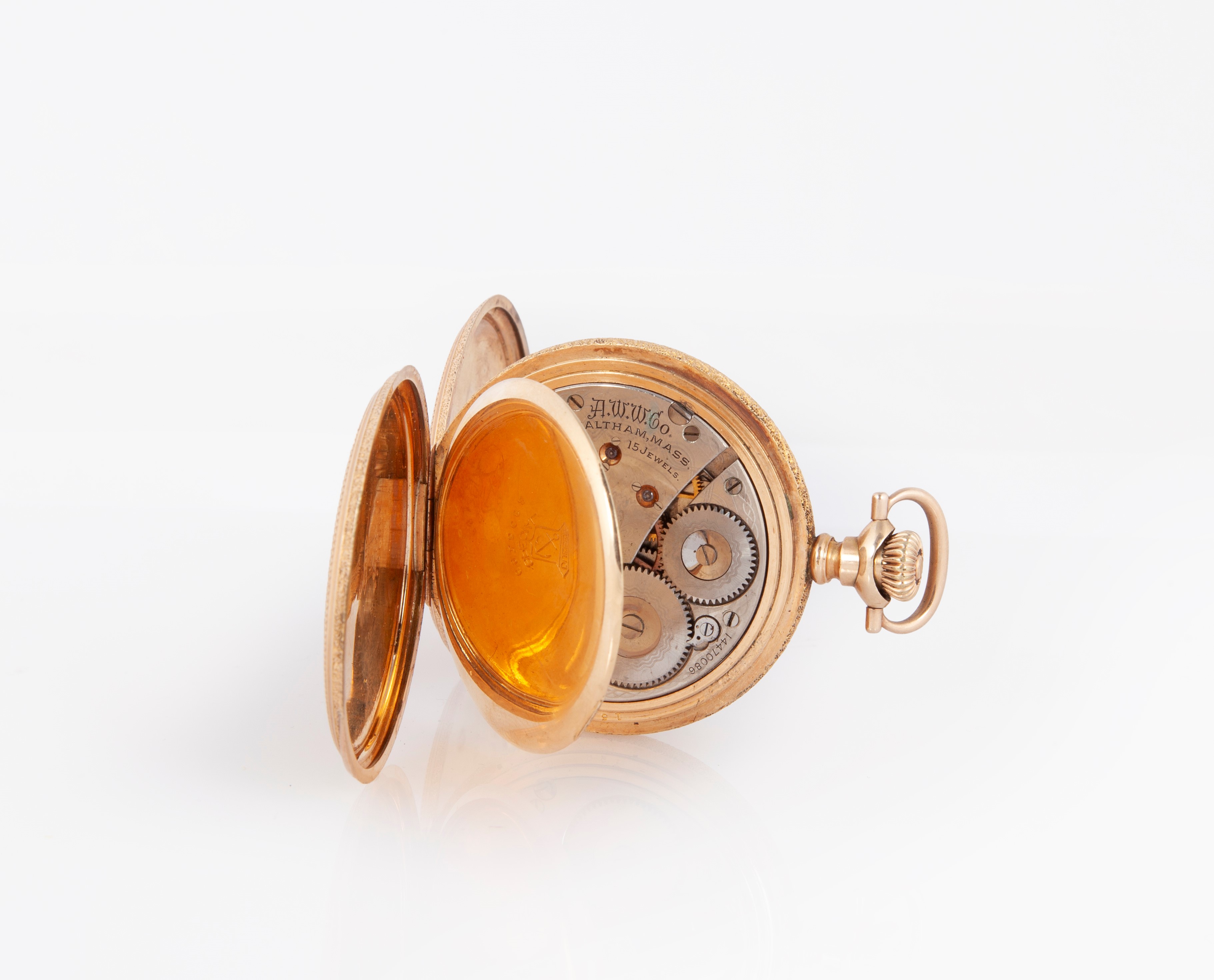 Waltham - Orologio da tasca savonette remontoir da uomo in metallo dorato. Casse a lavorazione gu...