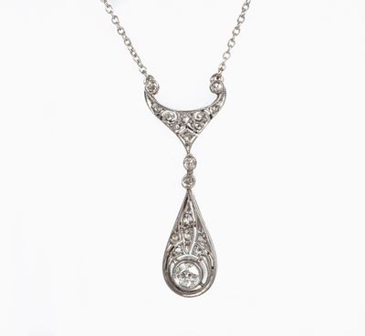Pendente Decò in Oro, Argento e Diamanti.
