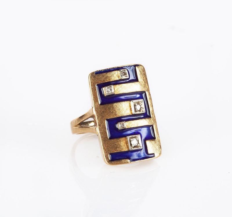 Anello in Oro Smalti e Brillanti