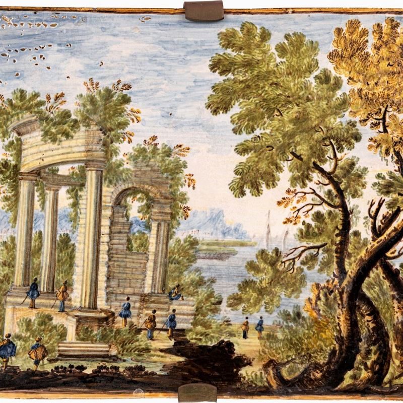 Mattonella in Maiolica Policroma, Castelli, Seconda Metà del XVIII Secolo