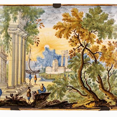 Mattonella in Maiolica Policroma, Castelli, Seconda Metà del XVIII Secolo