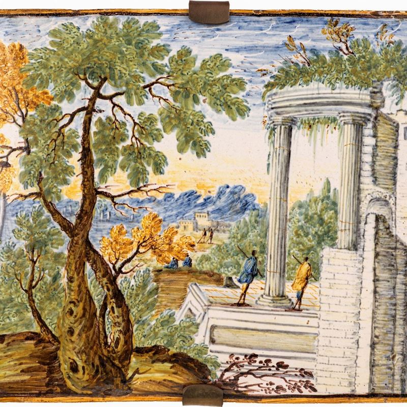 Mattonella in Maiolica Policroma, Castelli, Seconda Metà del XVIII Secolo