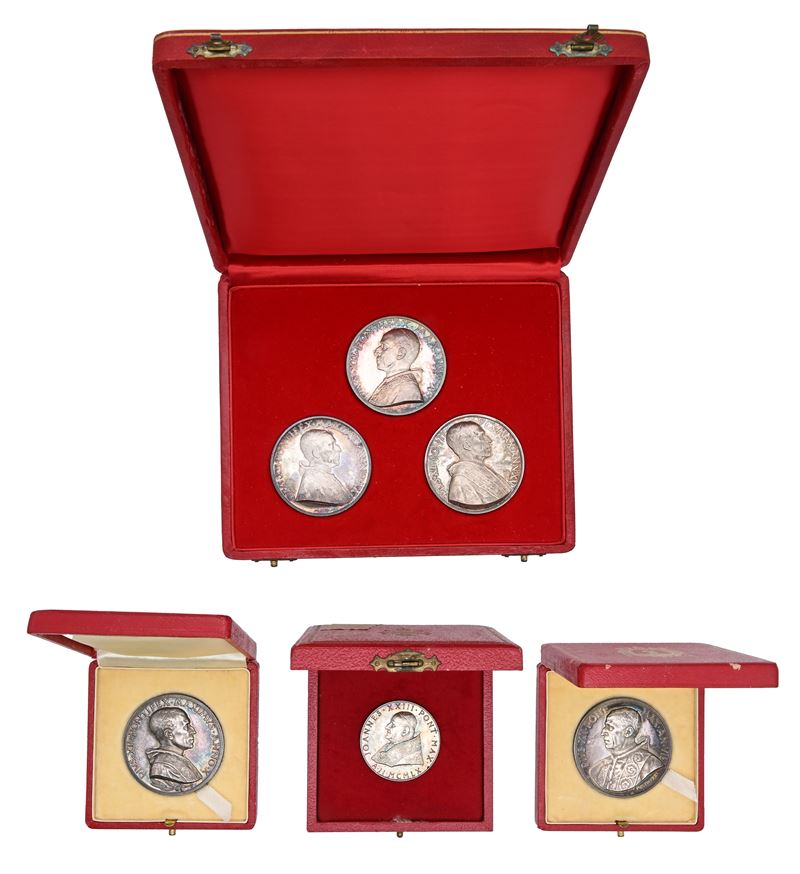Sei Medaglie in Argento Ufficiali Annuali della Città del Vaticano: 5 di Pio XII - Anno I, VII, X...