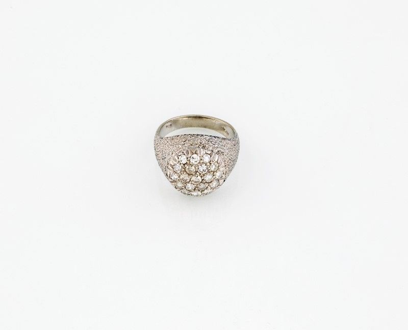 Anello Mignolo in Oro Bianco con Brillanti