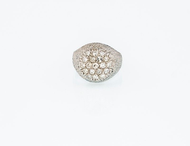 Anello Mignolo in Oro Bianco con Brillanti