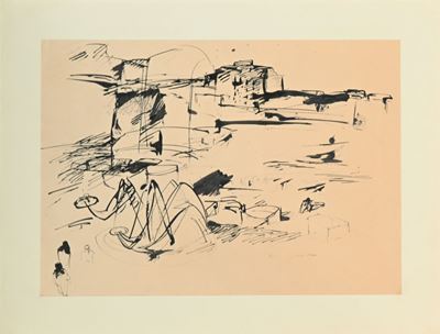 Veduta di Paese con Barche