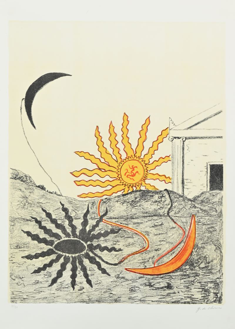 Giorgio De Chirico - Sole Spento e Luna Crescente