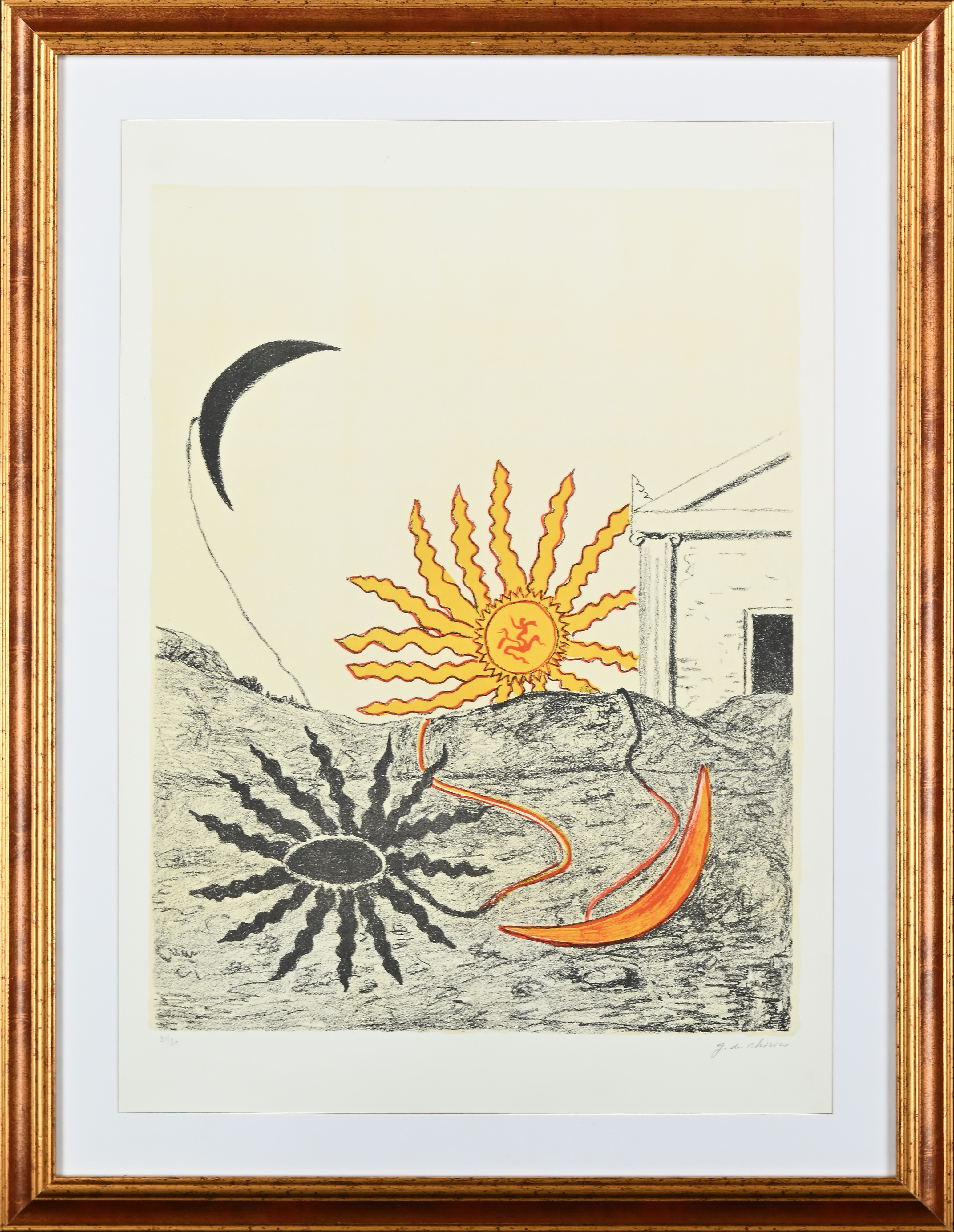 Giorgio De Chirico - Sole Spento e Luna Crescente