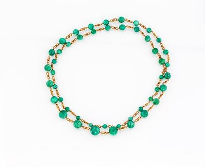 Collana in Oro Giallo con Palline di Pietra Dura
