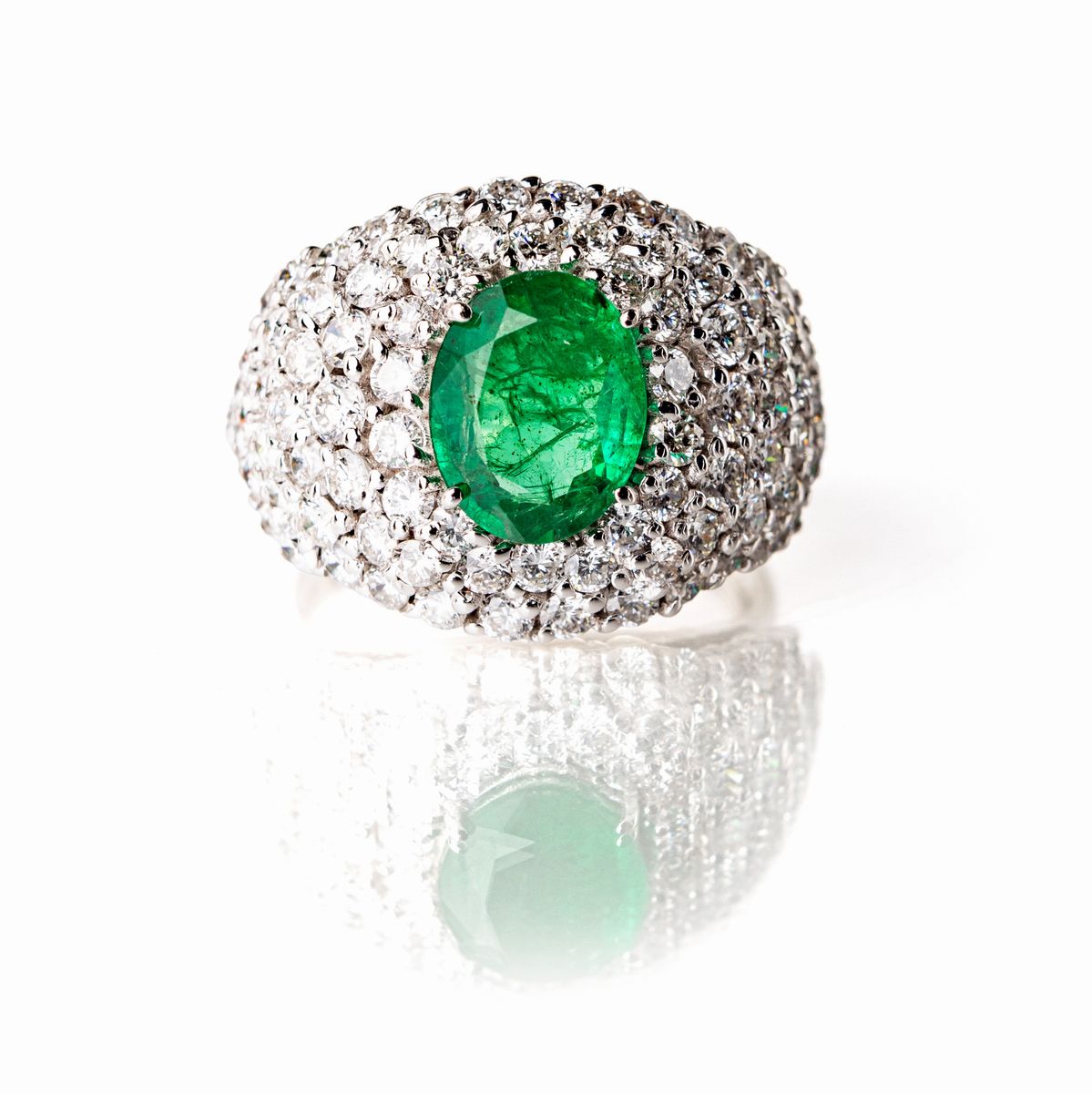 Anello in Oro Brillanti e Smeraldi