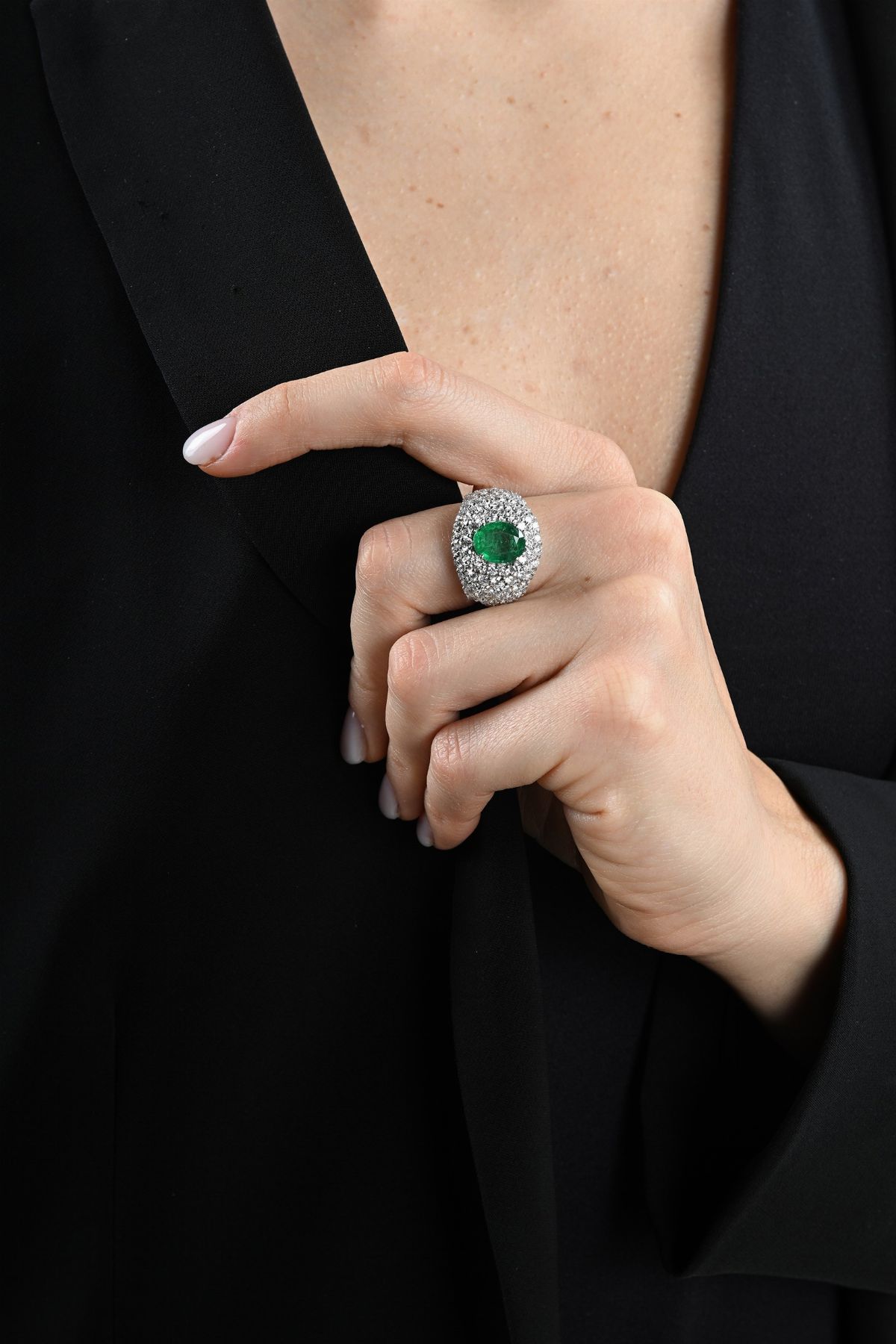 Anello in Oro Brillanti e Smeraldi