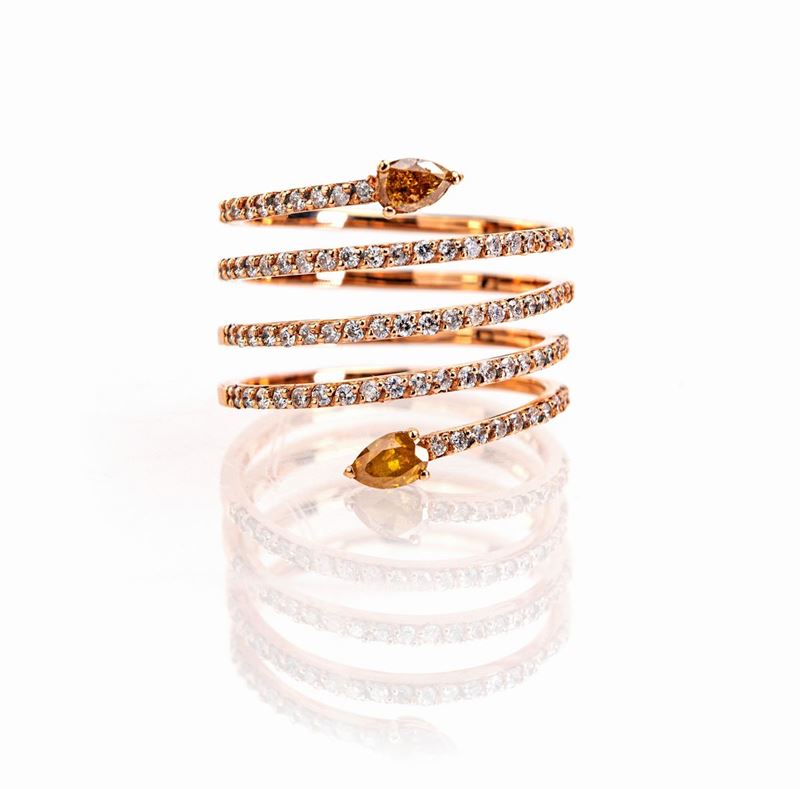 Anello a Serpente in Oro e Brillanti