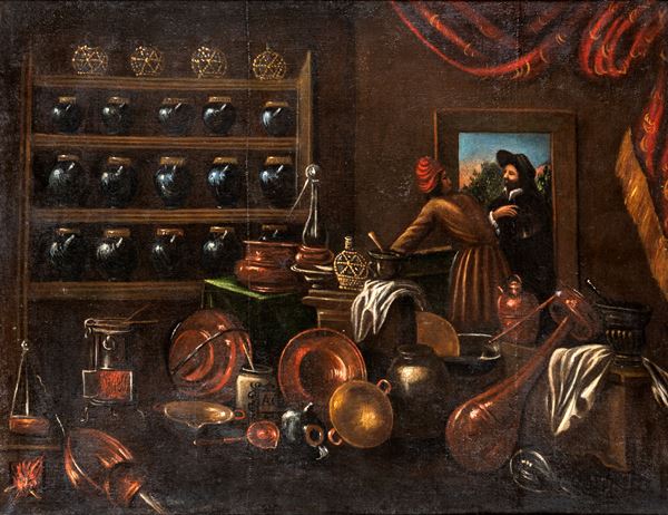 Scuola toscana del XVII secolo - Interno di cucina