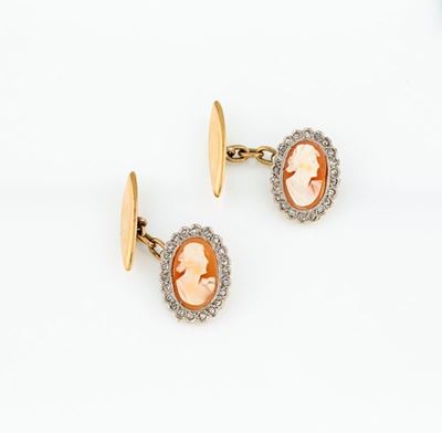 Gemelli in Oro con Cammeo e Rose