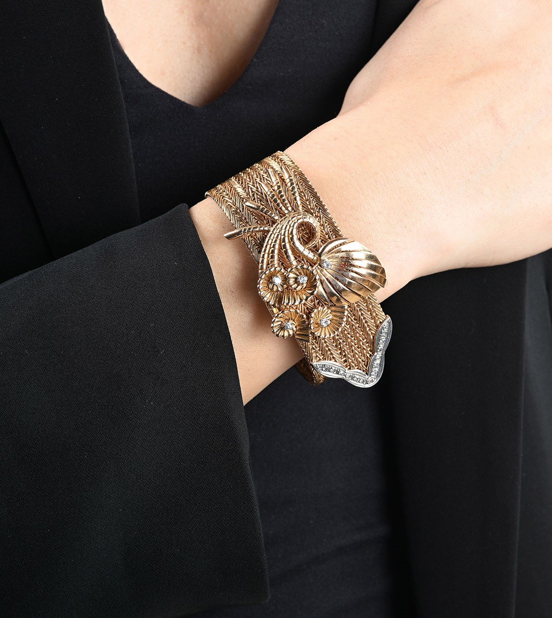 Bracciale a Fibbia in Oro e Brillanti