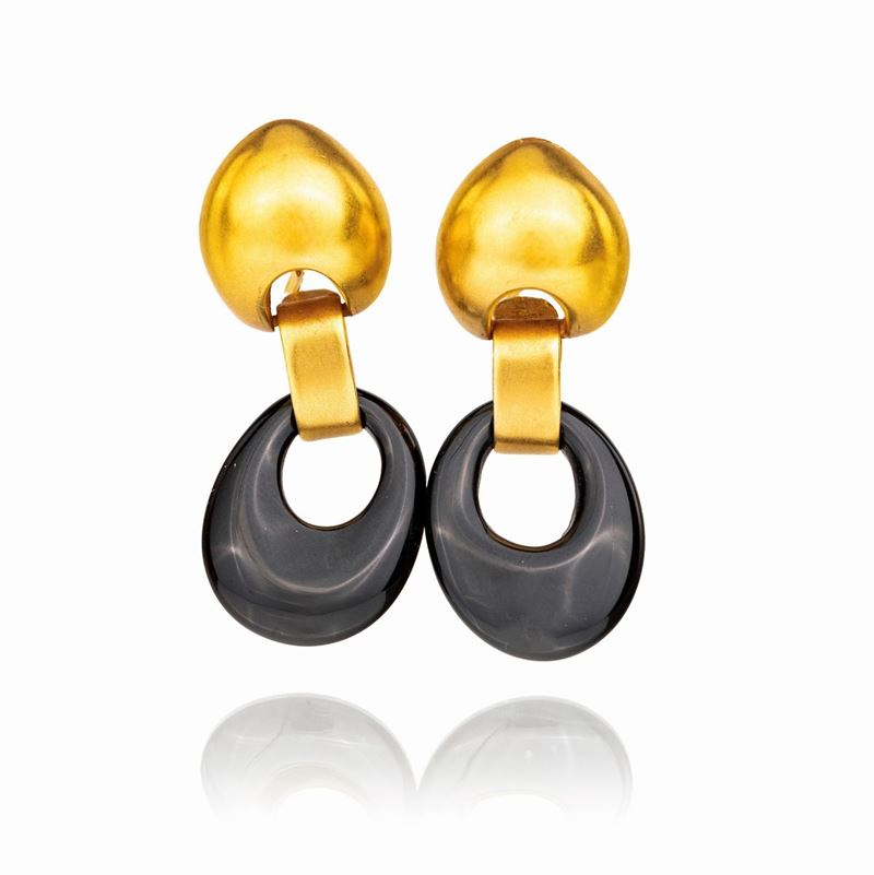 Coppia di Orecchini in Oro e Onice