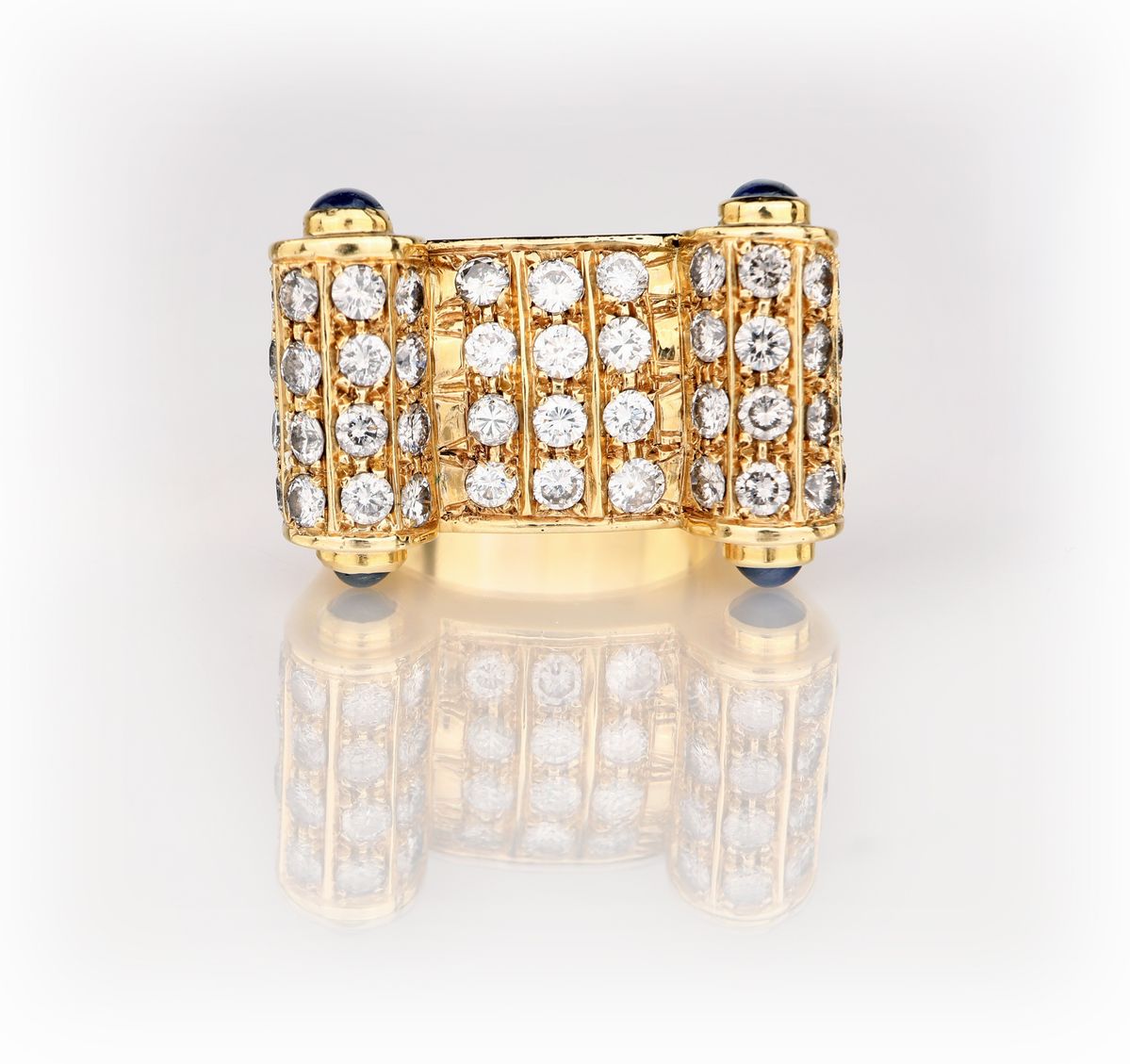 Anello a Ponte in Oro, Brillanti e Zaffiri