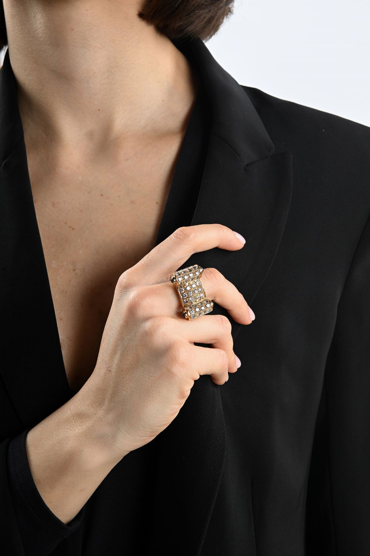Anello a Ponte in Oro, Brillanti e Zaffiri