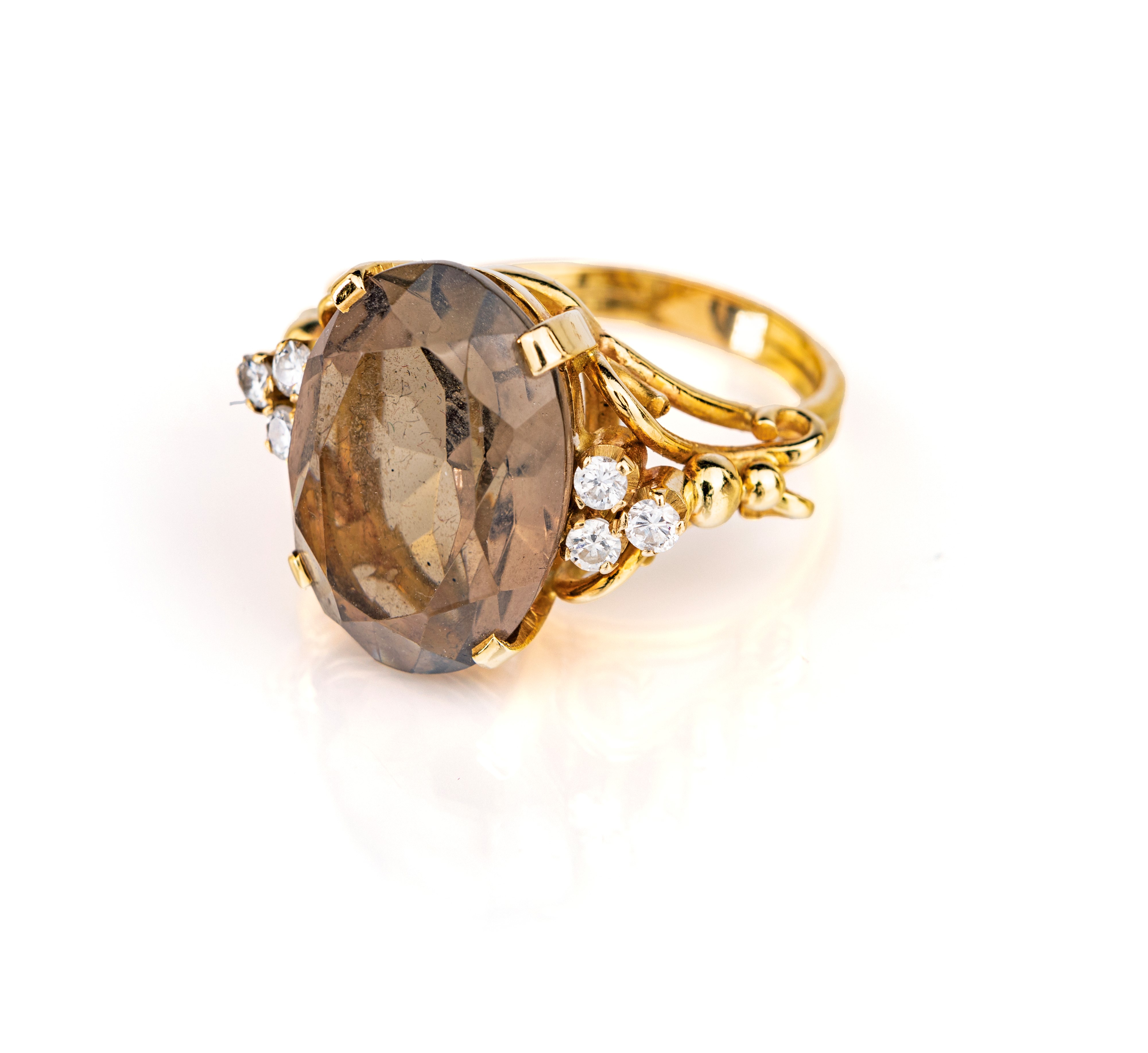 Anello in Oro Giallo, Topazio e Brillanti