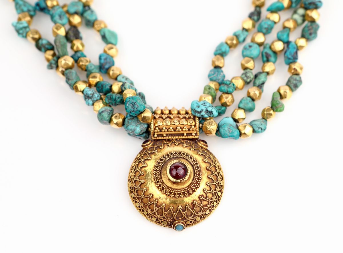 Collana Oro e Turchese Tibet
