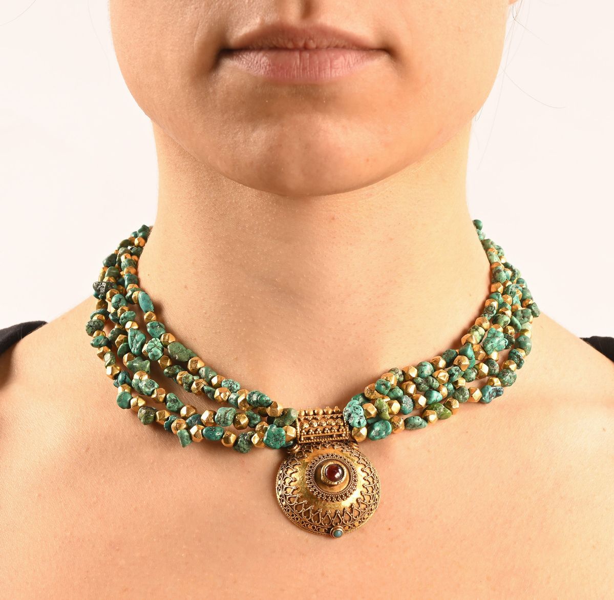 Collana Oro e Turchese Tibet