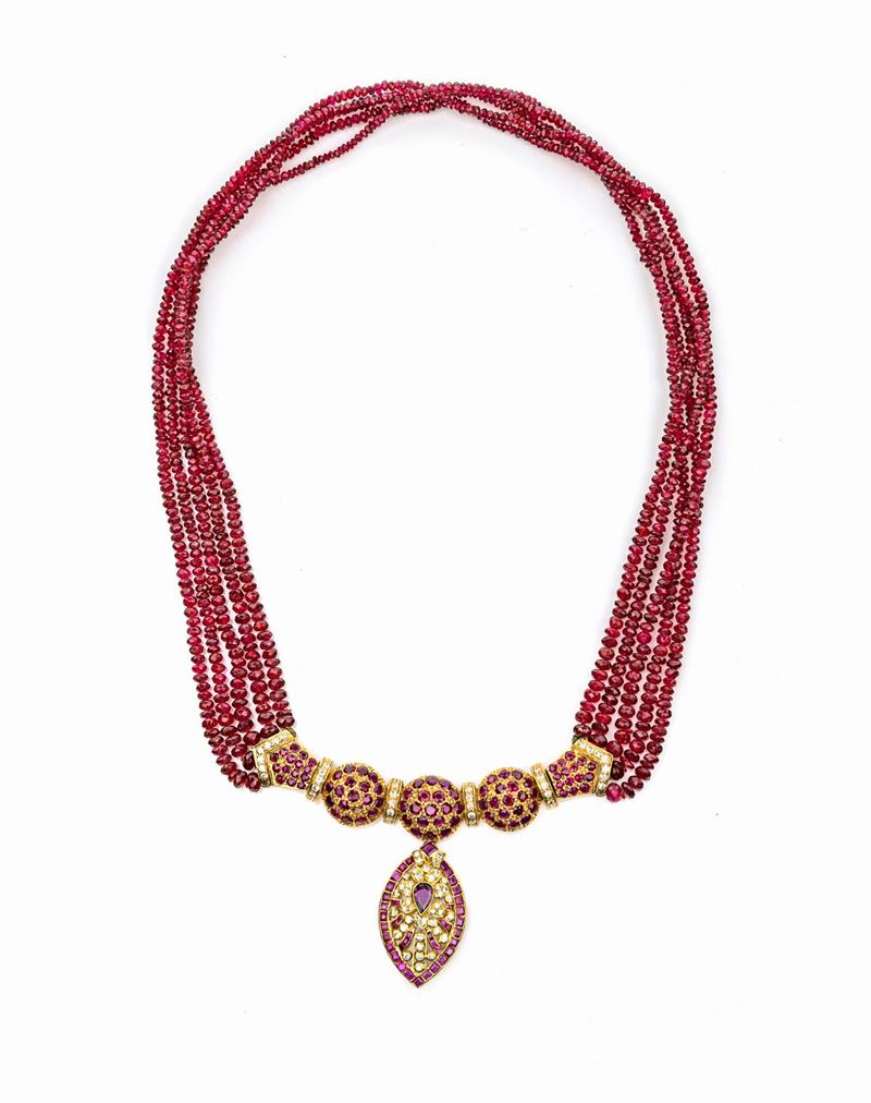Collana in Oro, Rubini e Brillanti