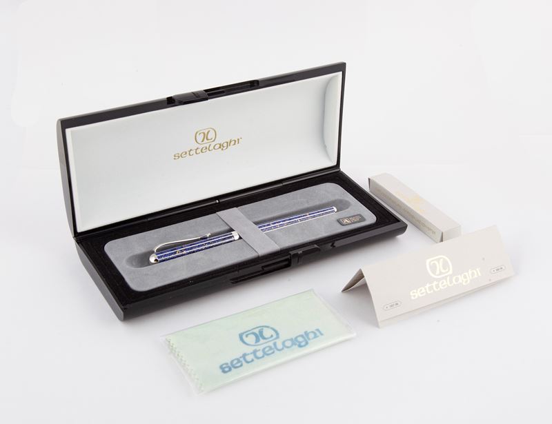 Settelaghi - Penna Stilografica in Argento 925/000 e Smalto a Lapislazzulo
