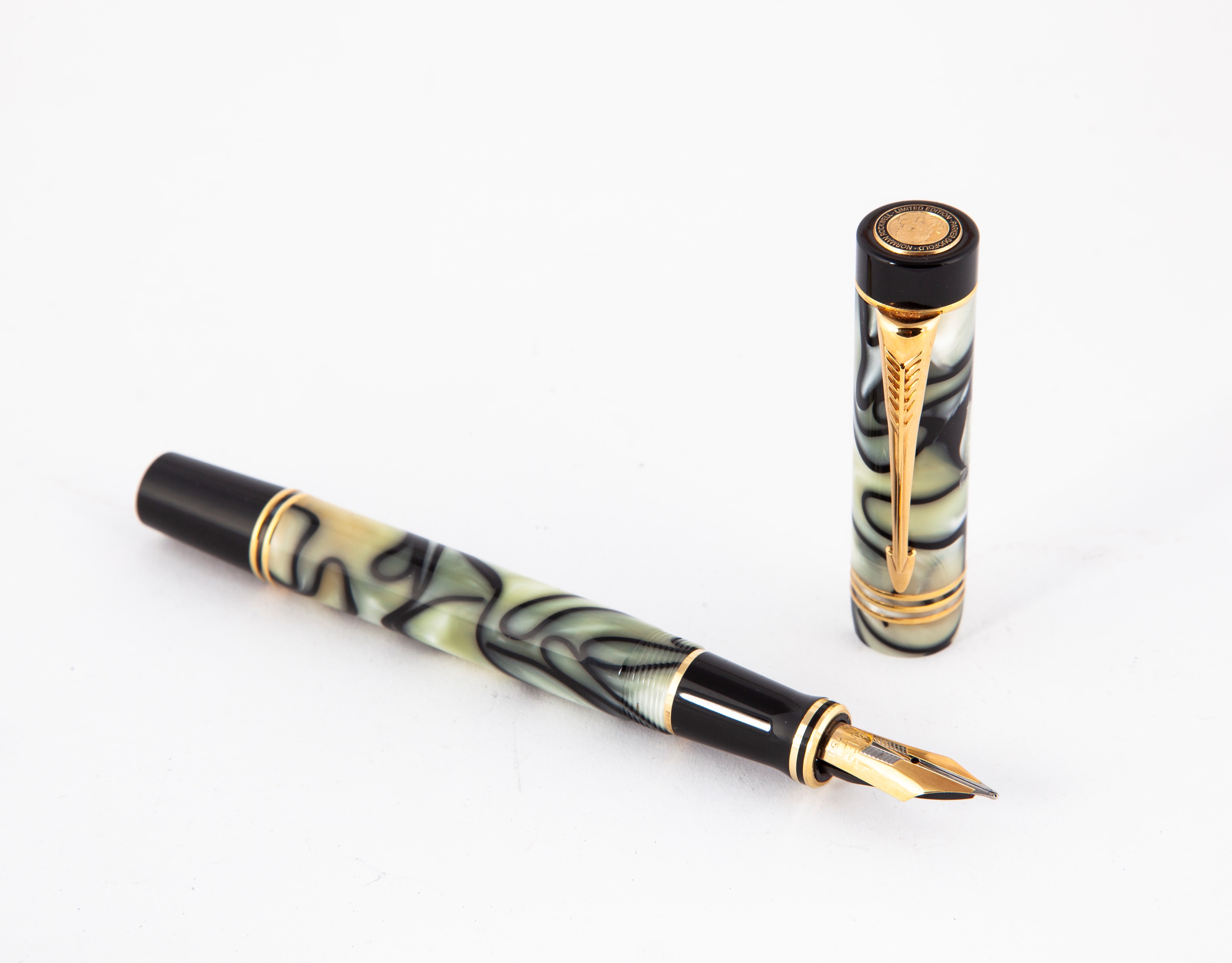 Parker Duofold Norman Rockwell - Penna Stilografica in Resina e Metallo Dorato Edizione Limitata ...
