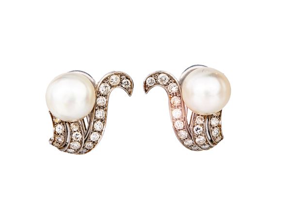 Orecchini in oro brillanti e perla