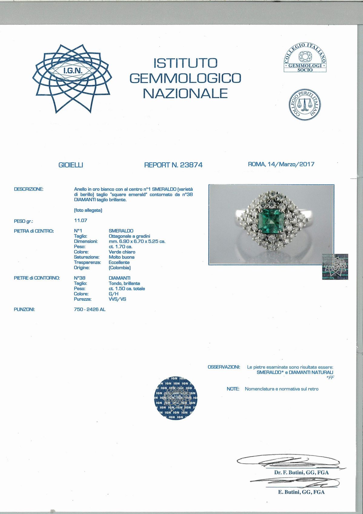 Anello in Oro Smeraldo e Brillanti