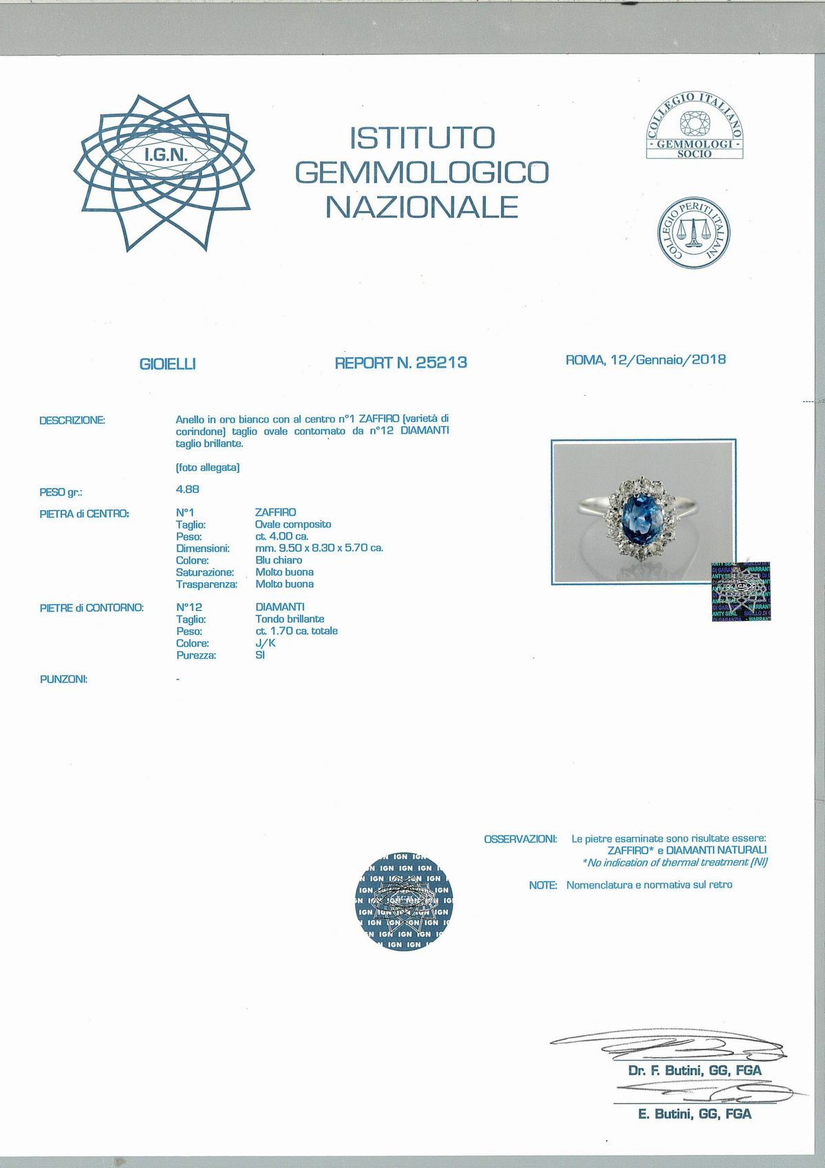 Anello in Oro Zaffiro e Brillanti