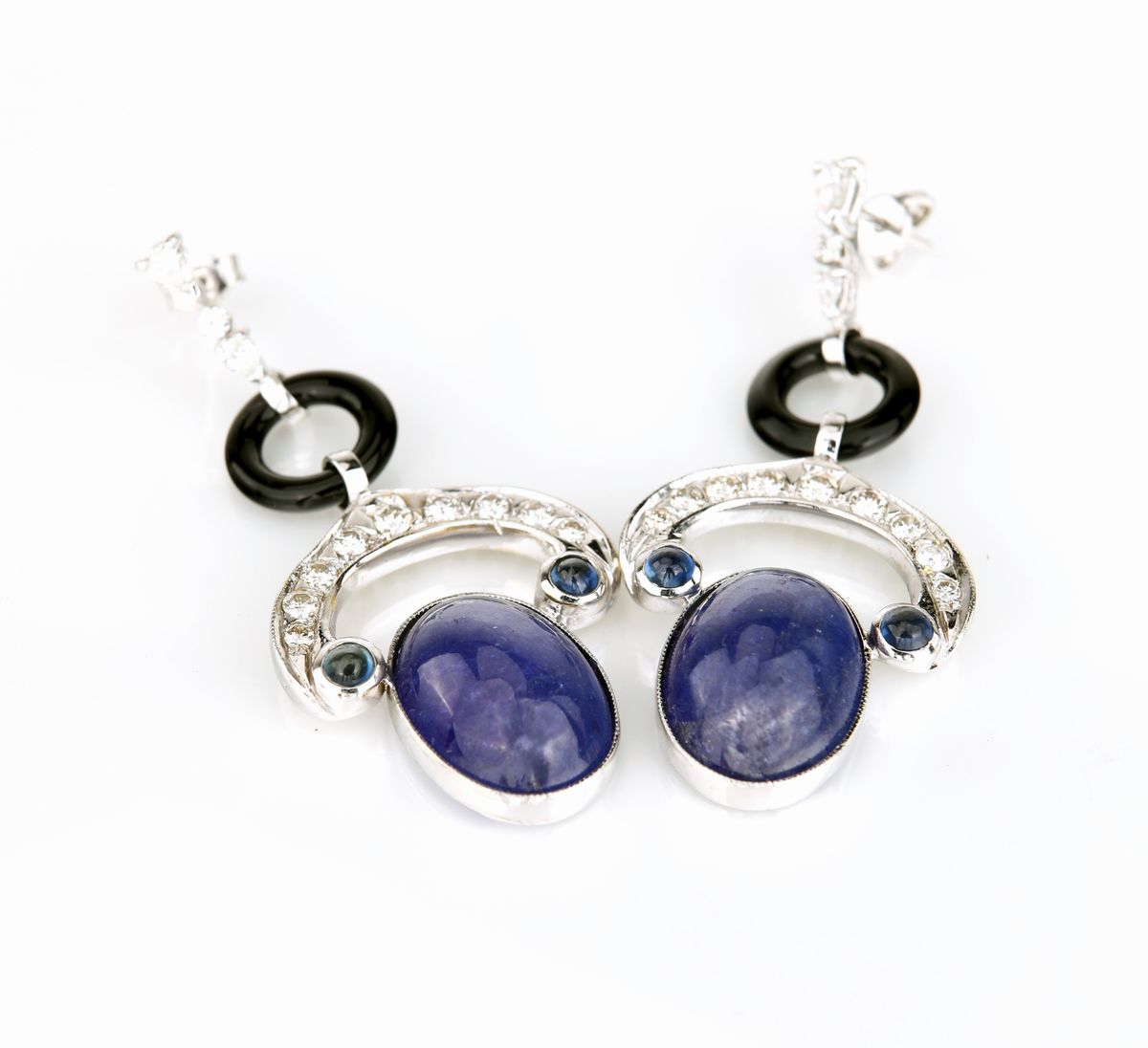 Orecchini in Oro Brillanti, Onice e Tanzanite