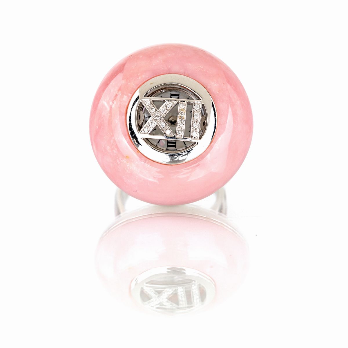 Anello con Orologio in Oro Brillanti e Smalto
