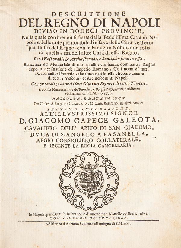 Ottavio Beltrano - Descrittione del Regno di Napoli diviso in dodeci provincie. Settima impressione