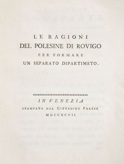 Le Ragioni del Polesine di Rovigo per Formare un Separato Dipartimento