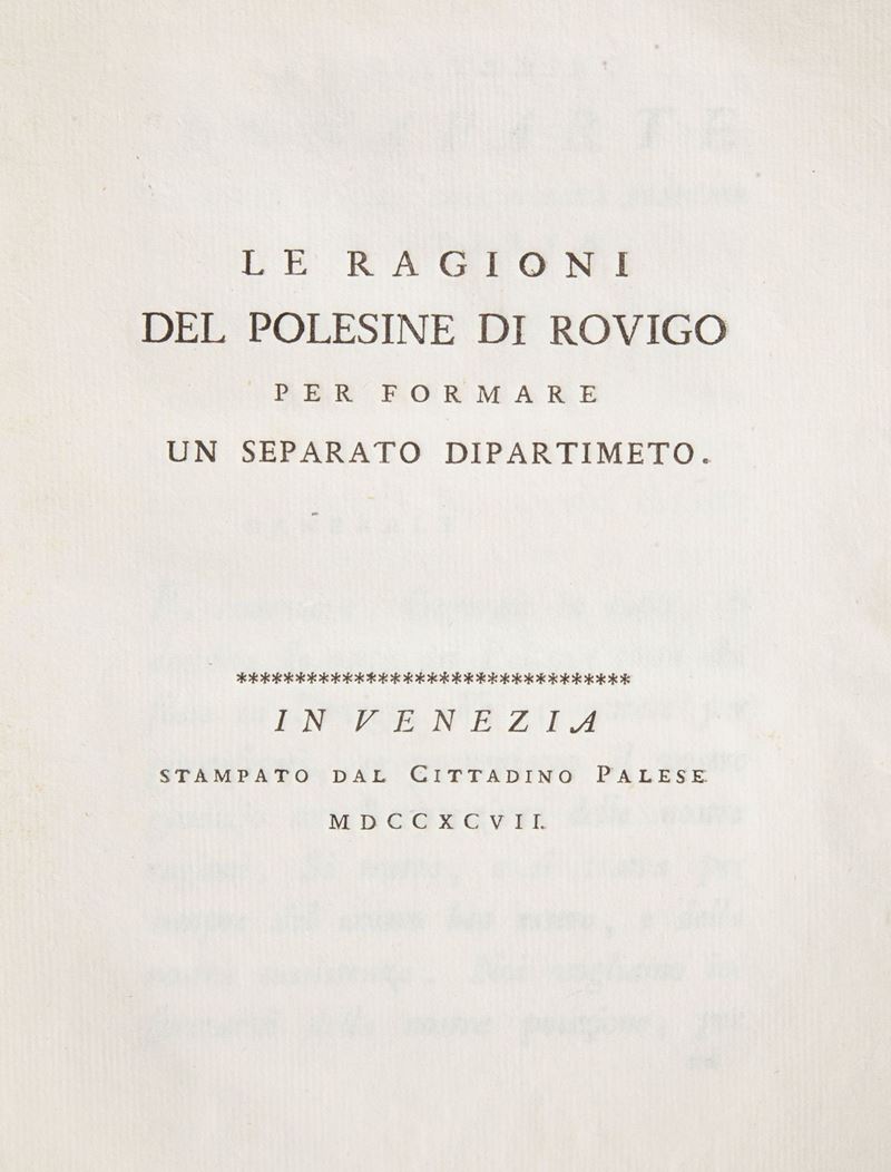Le Ragioni del Polesine di Rovigo per Formare un Separato Dipartimento