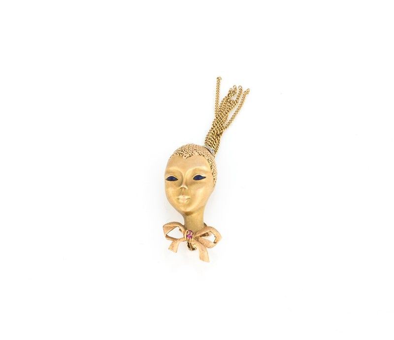 Spilla in Oro con Figura Orientale