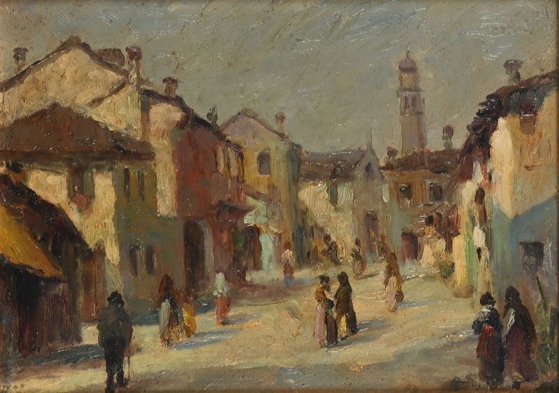 Pittore del XIX Secolo - Scorcio di Paese
