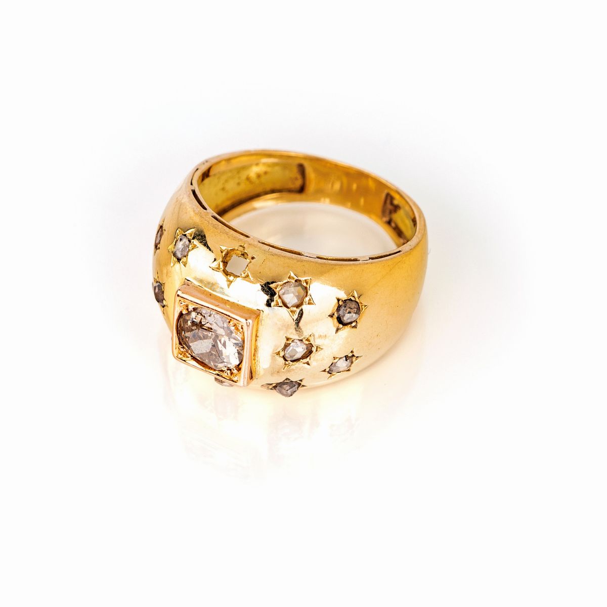Anello a Fascia Oro e Diamanti